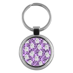 Purple Ghosts Key Chain (round) by NerdySparkleGoth