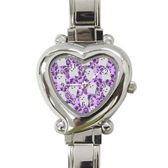 Purple Ghosts Heart Italian Charm Watch by NerdySparkleGoth