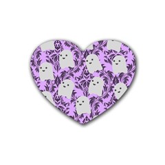 Purple Ghosts Rubber Heart Coaster (4 Pack) by NerdySparkleGoth