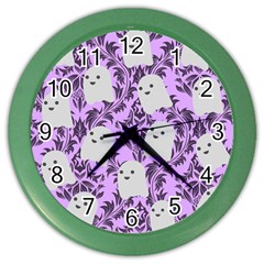 Purple Ghosts Color Wall Clock by NerdySparkleGoth