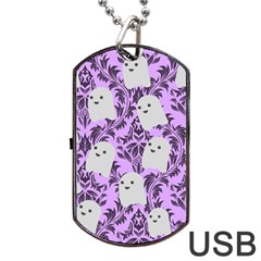 Purple Ghosts Dog Tag Usb Flash (two Sides) by NerdySparkleGoth