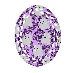 Purple Ghosts Ornament (oval Filigree) by NerdySparkleGoth