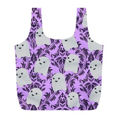 Purple Ghosts Full Print Recycle Bag (l) by NerdySparkleGoth