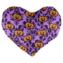 Purple Jack Large 19  Premium Heart Shape Cushions