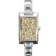 Vintage Clock Motif Pattern Rectangle Italian Charm Watch