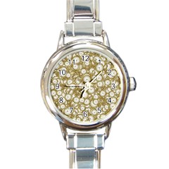 Vintage Clock Motif Pattern Round Italian Charm Watch