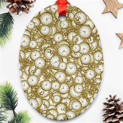 Vintage Clock Motif Pattern Ornament (oval)