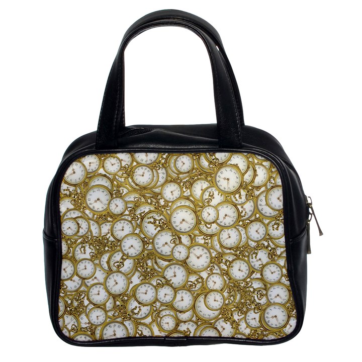 Vintage Clock Motif Pattern Classic Handbag (Two Sides)