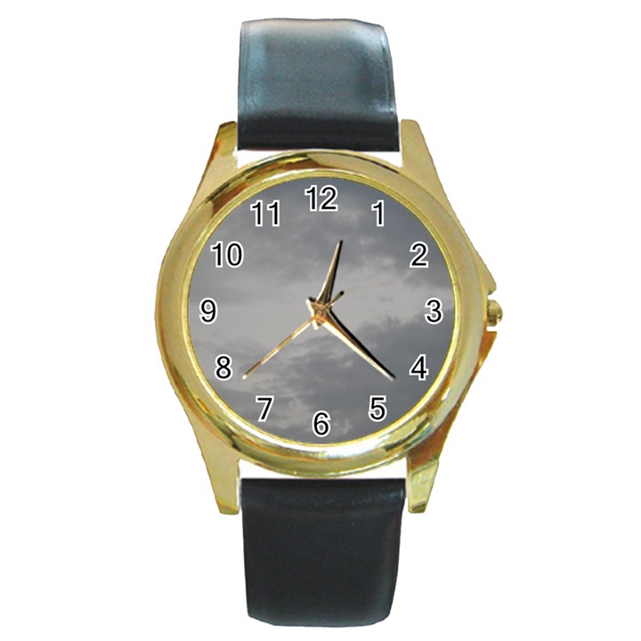 Storm Clouds Collection Round Gold Metal Watch