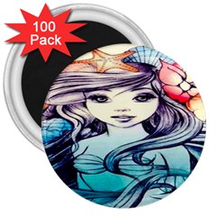 Beautifull Ariel Little Mermaid  Painting 3  Magnets (100 Pack) by artworkshop