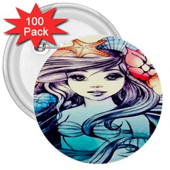 Beautifull Ariel Little Mermaid  Painting 3  Buttons (100 Pack)  by artworkshop