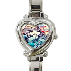 Beautifull Ariel Little Mermaid  Painting Heart Italian Charm Watch by artworkshop