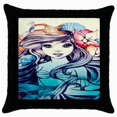 Beautifull Ariel Little Mermaid  Painting Throw Pillow Case (black)