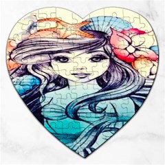 Beautifull Ariel Little Mermaid  Painting Jigsaw Puzzle (heart) by artworkshop