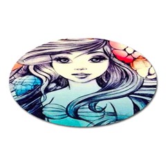 Beautifull Ariel Little Mermaid  Painting Oval Magnet by artworkshop