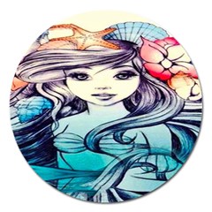 Beautifull Ariel Little Mermaid  Painting Magnet 5  (round) by artworkshop