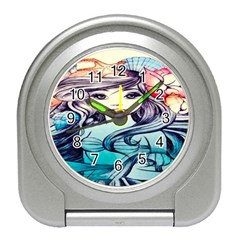 Beautifull Ariel Little Mermaid  Painting Travel Alarm Clock by artworkshop