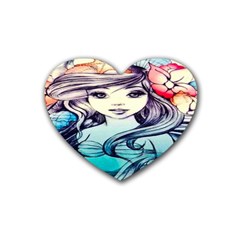 Beautifull Ariel Little Mermaid  Painting Rubber Coaster (heart) by artworkshop