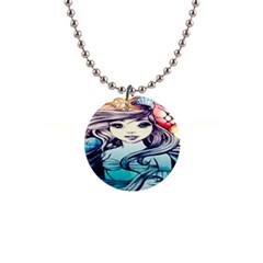 Beautifull Ariel Little Mermaid  Painting 1  Button Necklace by artworkshop