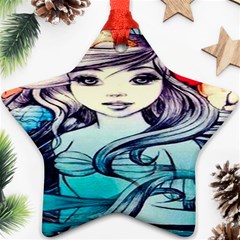 Beautifull Ariel Little Mermaid  Painting Star Ornament (two Sides) by artworkshop