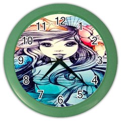 Beautifull Ariel Little Mermaid  Painting Color Wall Clock by artworkshop