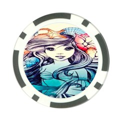 Beautifull Ariel Little Mermaid  Painting Poker Chip Card Guard by artworkshop