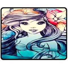 Beautifull Ariel Little Mermaid  Painting Fleece Blanket (medium)  by artworkshop