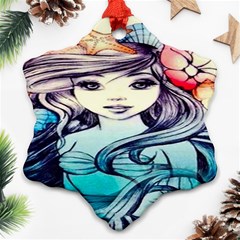 Beautifull Ariel Little Mermaid  Painting Ornament (snowflake)