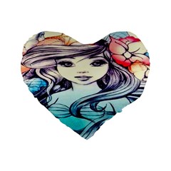 Beautifull Ariel Little Mermaid  Painting Standard 16  Premium Heart Shape Cushions by artworkshop