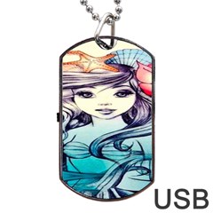 Beautifull Ariel Little Mermaid  Painting Dog Tag Usb Flash (two Sides) by artworkshop