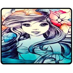 Beautifull Ariel Little Mermaid  Painting Double Sided Fleece Blanket (medium) 