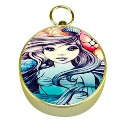 Beautifull Ariel Little Mermaid  Painting Gold Compasses by artworkshop