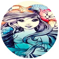 Beautifull Ariel Little Mermaid  Painting Wooden Bottle Opener (round) by artworkshop