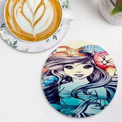 Beautifull Ariel Little Mermaid  Painting Uv Print Round Tile Coaster