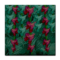 Rare Excotic Forest Of Wild Orchids Vines Blooming In The Calm Tile Coaster