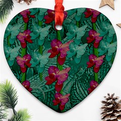 Rare Excotic Forest Of Wild Orchids Vines Blooming In The Calm Ornament (heart) by pepitasart