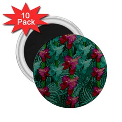 Rare Excotic Forest Of Wild Orchids Vines Blooming In The Calm 2 25  Magnets (10 Pack)  by pepitasart