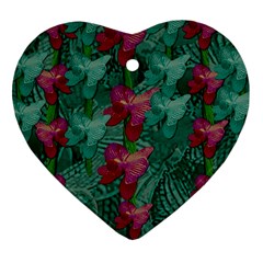 Rare Excotic Forest Of Wild Orchids Vines Blooming In The Calm Heart Ornament (two Sides) by pepitasart