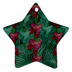 Rare Excotic Forest Of Wild Orchids Vines Blooming In The Calm Star Ornament (two Sides) by pepitasart