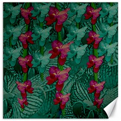 Rare Excotic Forest Of Wild Orchids Vines Blooming In The Calm Canvas 12  X 12  by pepitasart