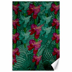 Rare Excotic Forest Of Wild Orchids Vines Blooming In The Calm Canvas 12  X 18  by pepitasart