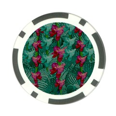 Rare Excotic Forest Of Wild Orchids Vines Blooming In The Calm Poker Chip Card Guard by pepitasart