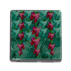 Rare Excotic Forest Of Wild Orchids Vines Blooming In The Calm Memory Card Reader (square 5 Slot) by pepitasart