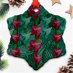 Rare Excotic Forest Of Wild Orchids Vines Blooming In The Calm Snowflake Ornament (Two Sides) Front