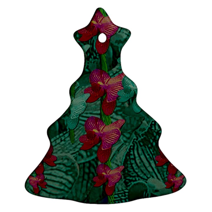 Rare Excotic Forest Of Wild Orchids Vines Blooming In The Calm Christmas Tree Ornament (Two Sides)