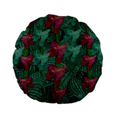 Rare Excotic Forest Of Wild Orchids Vines Blooming In The Calm Standard 15  Premium Round Cushions by pepitasart