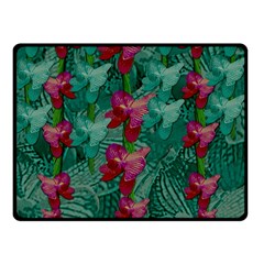 Rare Excotic Forest Of Wild Orchids Vines Blooming In The Calm Double Sided Fleece Blanket (small)  by pepitasart