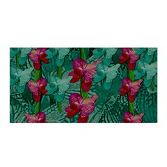 Rare Excotic Forest Of Wild Orchids Vines Blooming In The Calm Satin Wrap 35  X 70  by pepitasart