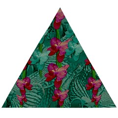 Rare Excotic Forest Of Wild Orchids Vines Blooming In The Calm Wooden Puzzle Triangle by pepitasart