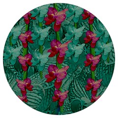 Rare Excotic Forest Of Wild Orchids Vines Blooming In The Calm Round Trivet